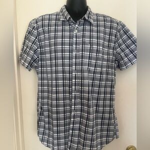 Tommy Hilfiger Black, Gray and White Plaid Shirt